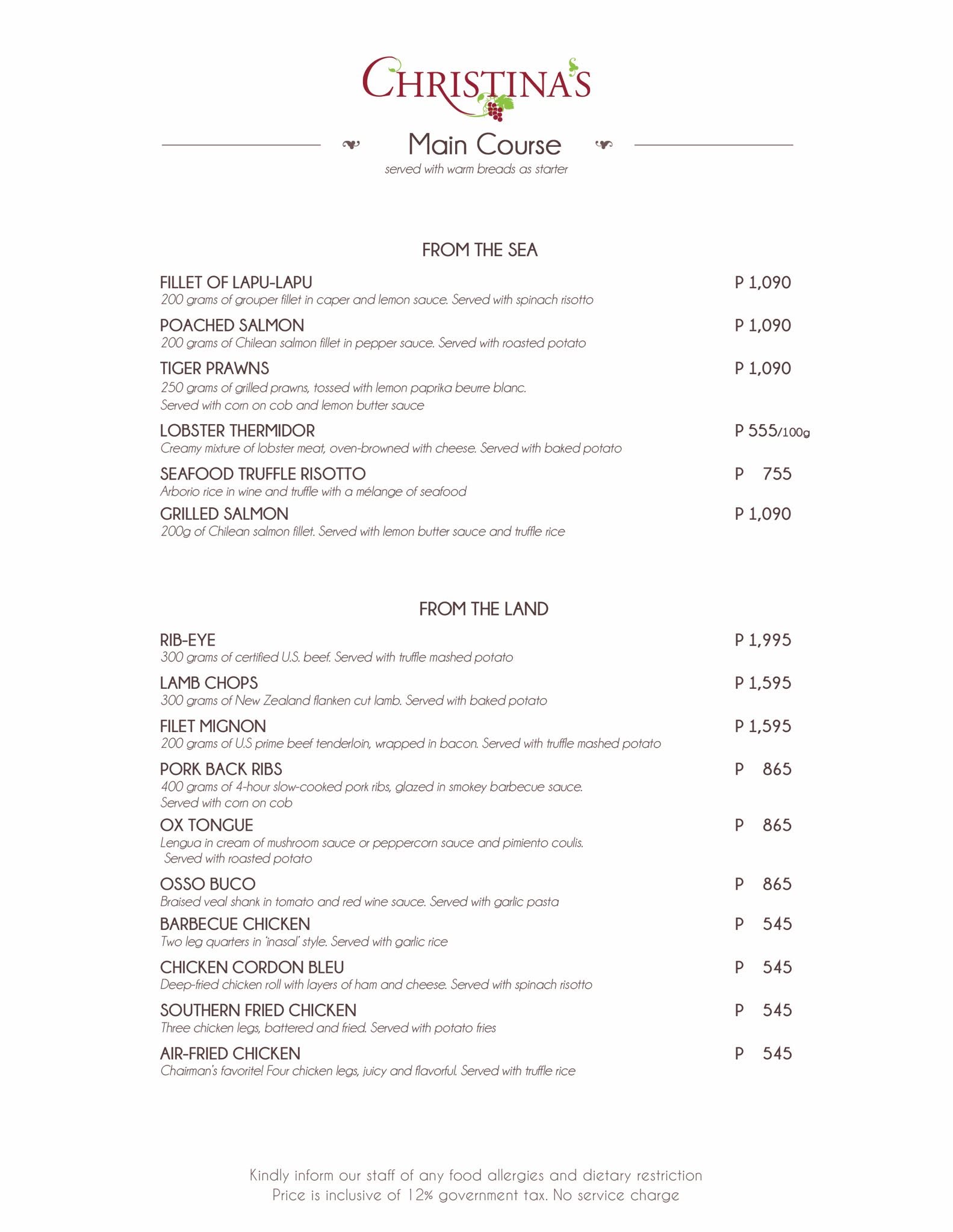 Full Menu Page 2